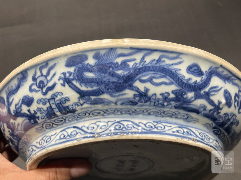 明万历 青花瑞兽纹格盘 - 图12